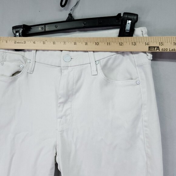 Mother Jeans Women’s 27 Mid Waisted Looker Ankle Fray Glass Slipper White - Picture 8 of 14